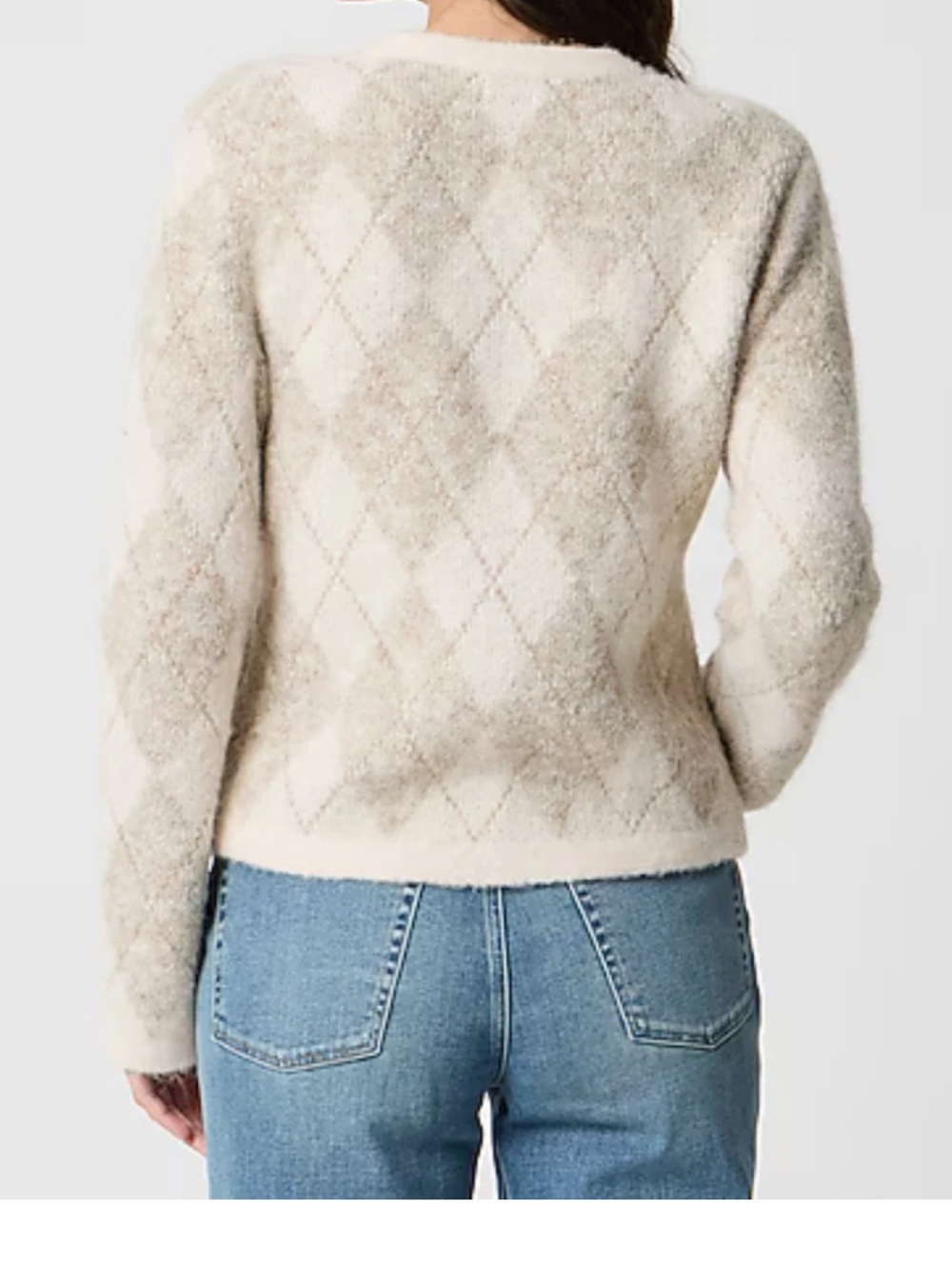 J. Crew Cream Diamond-Pattern Button Cardigan - Picture 3 of 8
